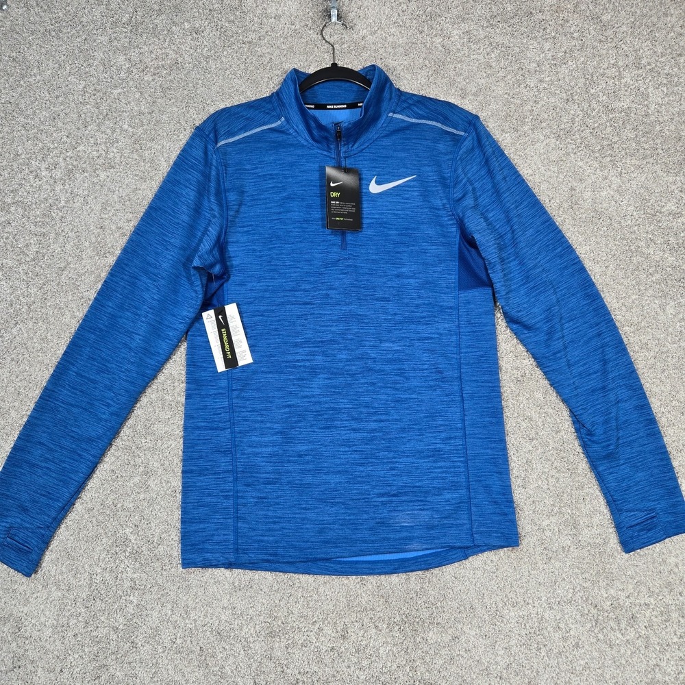 Nike Shirt Men Small Blue Dri-Fit Pacer 1/4 Zip Training lightweight Running NEW